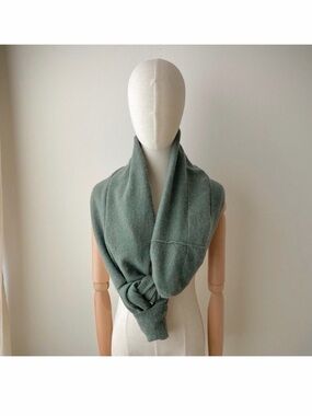 joodito 100% cashmere sweater wrap preppy tie scarf japanese boro light green